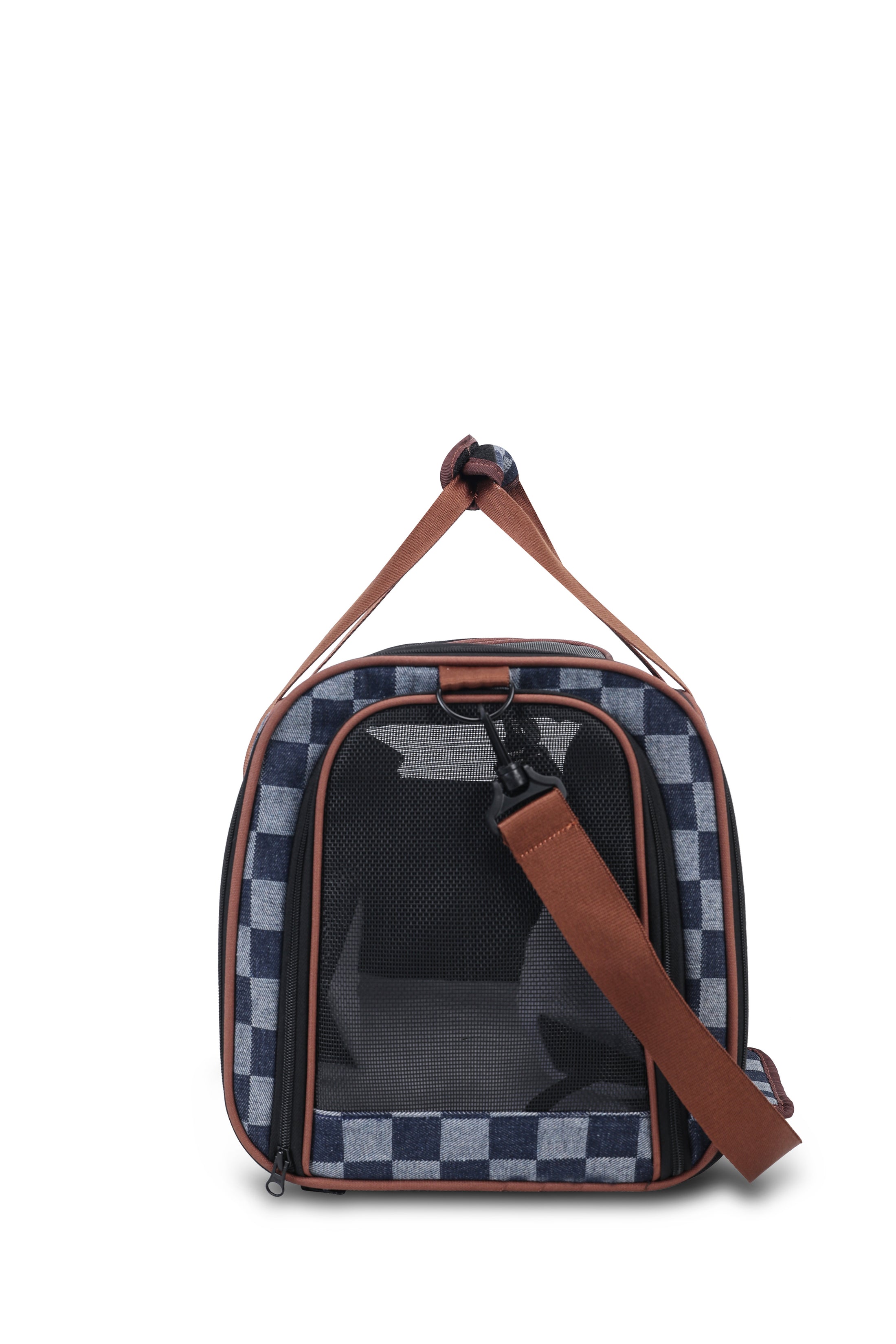 Modway Plaid Denim Double Tent Pet Carrier