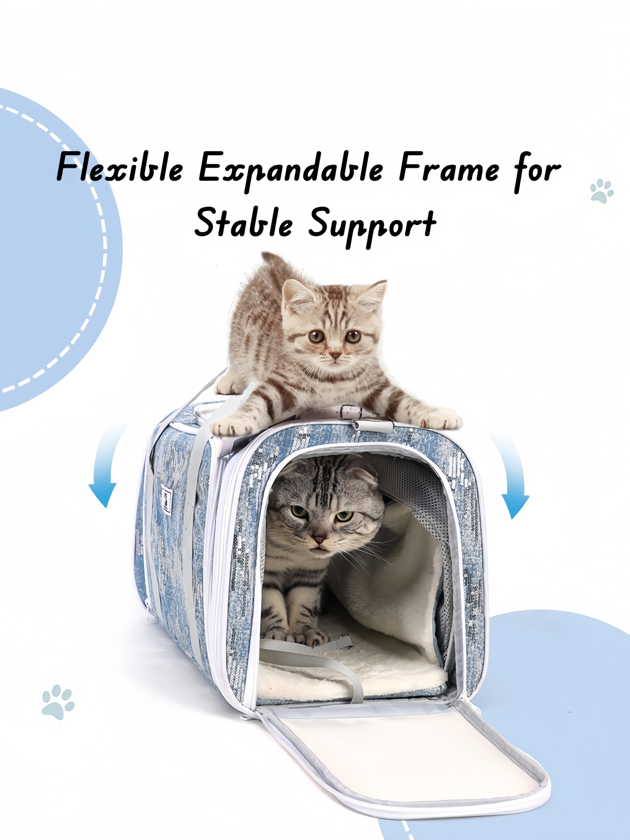 Nova Glitter Denim Double Tent Pet Carrier